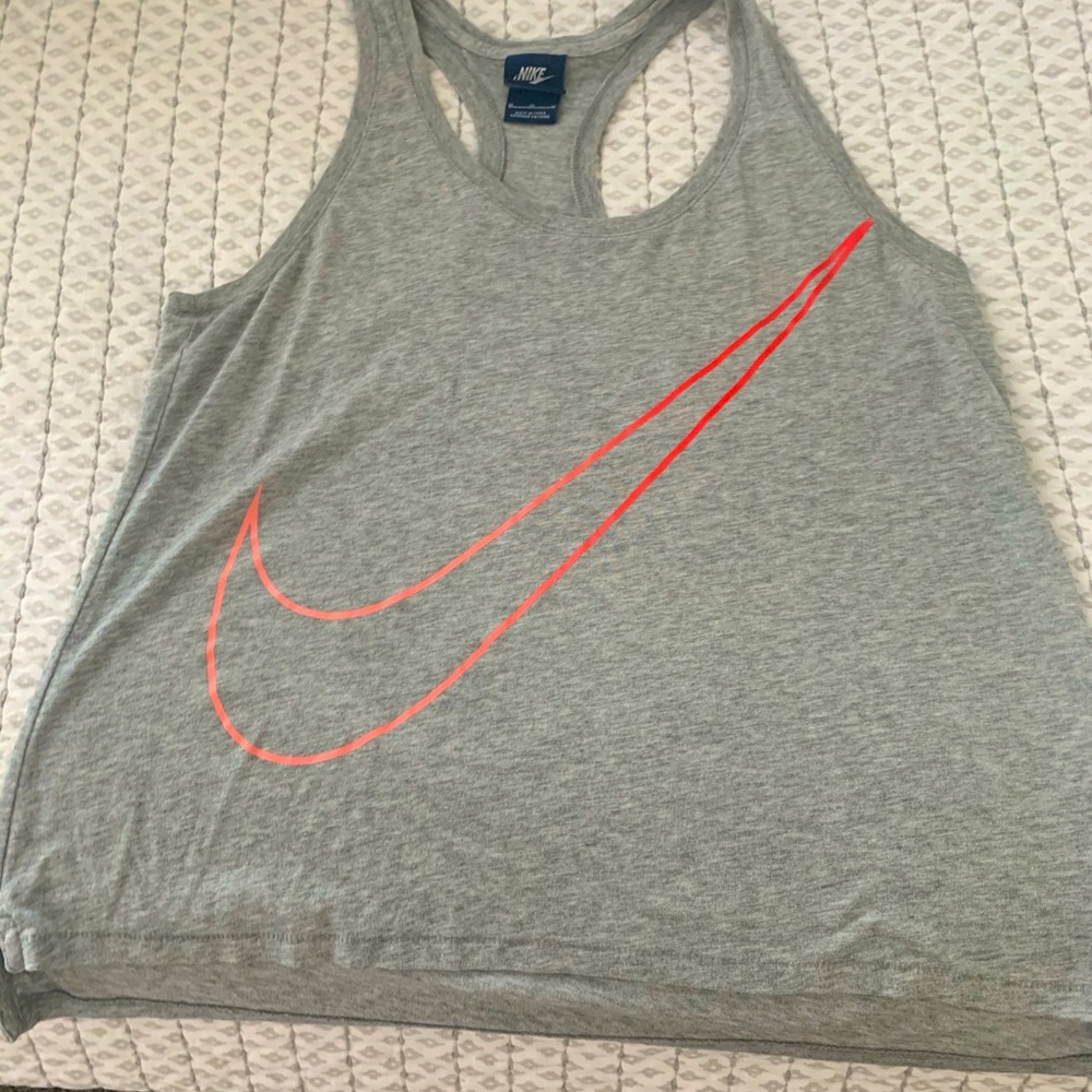Nike racer back tank top with pink swoosh